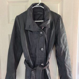 Women's Wilson Leather Black Lined Coat Size Large